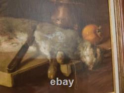 Old Painting Oil Canvas HST French School Rabbit Hare Fruit Baroque XIX
