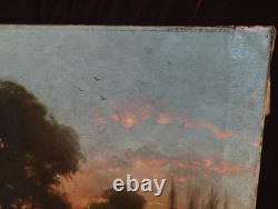 Old Painting Oil HST Barbizon School Romantic Landscape 19th Century