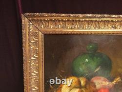 Old Painting Oil HST French School Fruit Vegetable Gilded Frame 19th Century