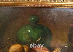 Old Painting Oil HST French School Fruit Vegetable Gilded Frame 19th Century