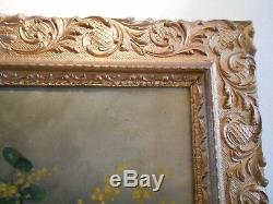 Old Painting Oil Painting Still Life Flowers Frame Golden Wood Louis XV Style