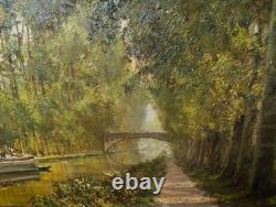 Old Painting Oil School of Barbizon French Canal Seine DLG XIX 19