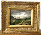 Old Painting Oil/wood Signed Rapp View Of The Countryside Bell Tower