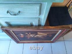 Old Painting Oil on Canvas French School Rabbit Hare Fruit Baroque 19th Century