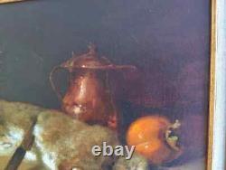 Old Painting Oil on Canvas Still Life Hare Fruit Baroque 19th Century