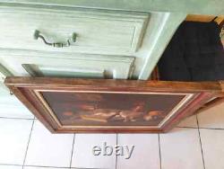 Old Painting Oil on Canvas Still Life Hare Fruit Baroque 19th Century