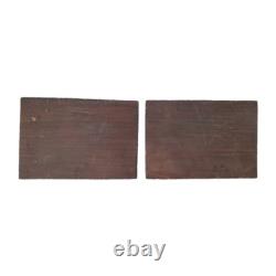 Old Painting Oil on Wood Landscape Trees, Fishing Miniature Painting Signed