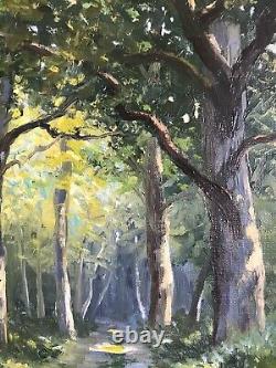 Old Painting Original Oil Landscape Wood Signed Framed 19th Century