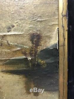 Old Painting Painting On Paper Sticked On Panel Wood End 18th Early 19th
