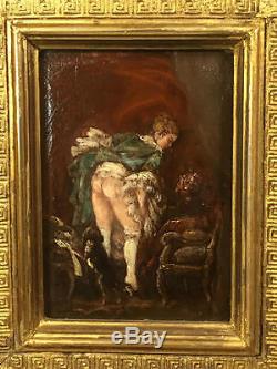 Old Painting / Painting On Wood (the Intimate Toilet) Pierre Antoine Baudoin