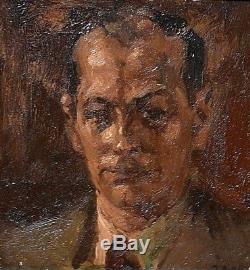 Old Painting Portrait Of Noble Man Signed Martin Bollé Belgian XX Art Deco 1930