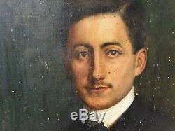 Old Painting, Portrait, Painting, Oil On Canvas, Sign, Wood Frame Dore, Man