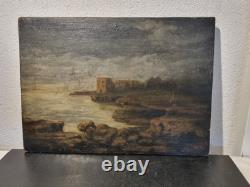 Old Painting Signed 19th Century Oil on Wood