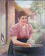 Old Painting The Laundry Oil Painting Antique Oil Painting