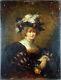 Old Painting Woman In Hat Painting Oil Antique Oil Painting