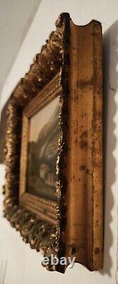 Old Painting Wood Oil Landscape / Signee J. C Renoir