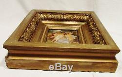 Old Painting Young Girl & 2 Loves 19th Century Renaissance Hsb Style Signed