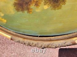 Old Painting signed French School Animated Landscape Oil on Panel