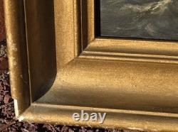 Old Paintings. Marine Landscape with Sails Oil Painting on Wood Panel