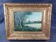 Old Paintings Oil On Wood Signed Henry L. Landscape And Fisherman 19th