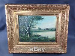 Old Paintings Oil On Wood Signed Henry L. Landscape And Fisherman 19th