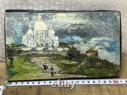 Old Paris Paintings Oil on Wood Lot of 2 Years 85 and 86 Signed T Erika