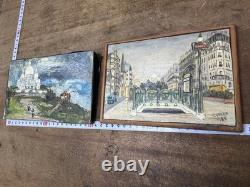Old Paris Paintings Oil on Wood Lot of 2 Years 85 and 86 Signed T Erika