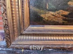 Old Signed Painting. Landscape Under the Woods. Oil on Wood Panel.