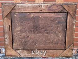 Old Signed Painting. Landscape Under the Woods. Oil on Wood Panel.