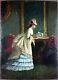 Old Table Adele D'affry (1836-1879) Painting Oil Oil Painting