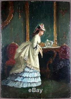 Old Table Adele D'affry (1836-1879) Painting Oil Oil Painting