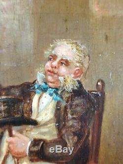 Old Table Beer Drinker Painting Oil Painting Old Antique Dipinto