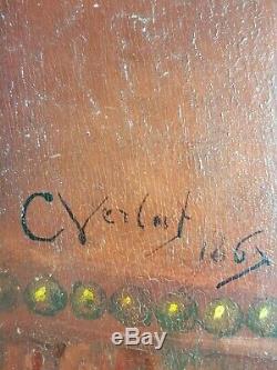 Old Table Charles Verlat (1824-1890) Antique Oil Painting Oil Painting