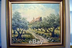 Old Table / Oil On Wood Signed, Provencal Village (provence Montfort)