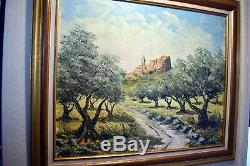 Old Table / Oil On Wood Signed, Provencal Village (provence Montfort)