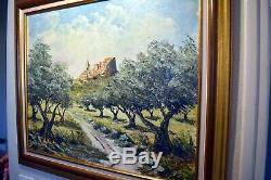 Old Table / Oil On Wood Signed, Provencal Village (provence Montfort)