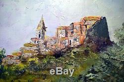 Old Table / Oil On Wood Signed, Provencal Village (provence Montfort)