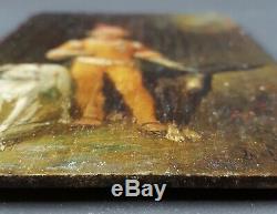 Old Table Promenade Des Greyhounds Antique Oil Painting Old Painting