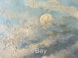 Old Table Sailboats Moonlight Oil Painting Oil Painting Oil Painting