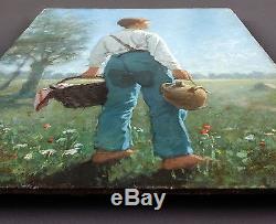 Old Table The Picnic Painting Oil Antique Oil Painting