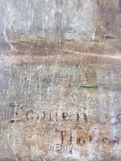 Old Table Théophile Duverger (1821-1898) Painting Oil Antique Painting