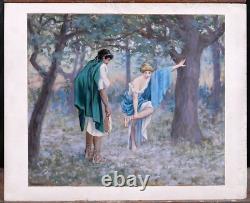 Old Tableau by Henri Delavelle: Rome, Greek Antiquity, Illustration Couple