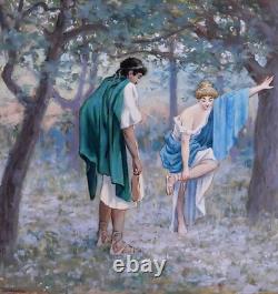 Old Tableau by Henri Delavelle: Rome, Greek Antiquity, Illustration Couple