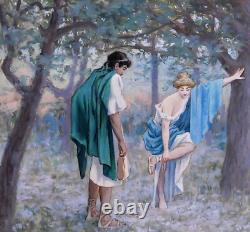 Old Tableau by Henri Delavelle: Rome, Greek Antiquity, Illustration Couple