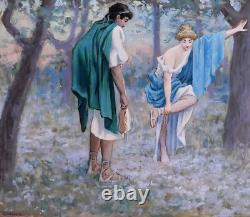 Old Tableau by Henri Delavelle: Rome, Greek Antiquity, Illustration Couple