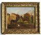 Old Wood Frame Dore Painting Oil On Canvas Anes, Hen And Rooster