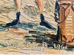 Old double-sided oil painting: landscape with horses and marine scene with genre monkey signature