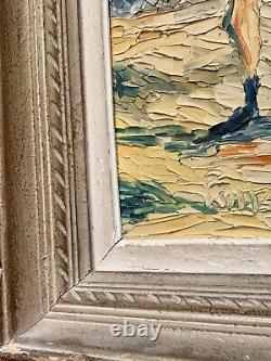 Old double-sided oil painting: landscape with horses and marine scene with genre monkey signature