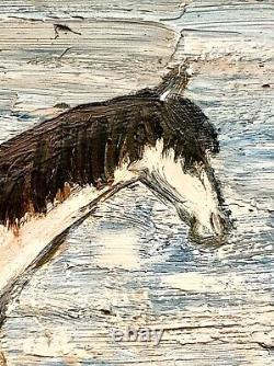 Old double-sided oil painting: landscape with horses and marine scene with genre monkey signature