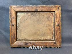 Old framed wooden oil painting on panel, signed, river scene